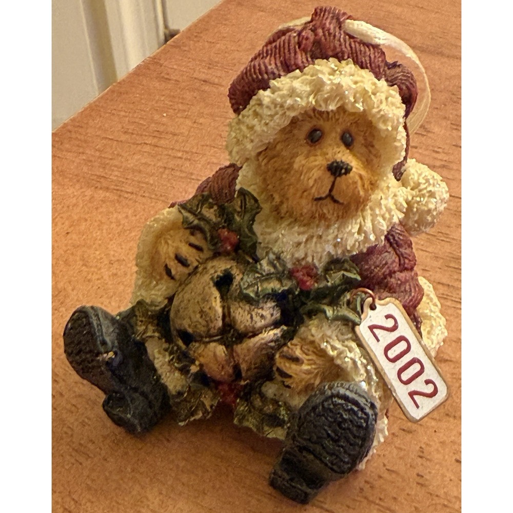 Boyds Bears & Friends 2002 Christmas Santa Bear With Bell Ornament Vintage RARE